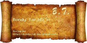 Bondy Tarján névjegykártya